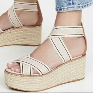 NWOB Tory Burch Frieda Espadrille Sandal in Blush Stripe
